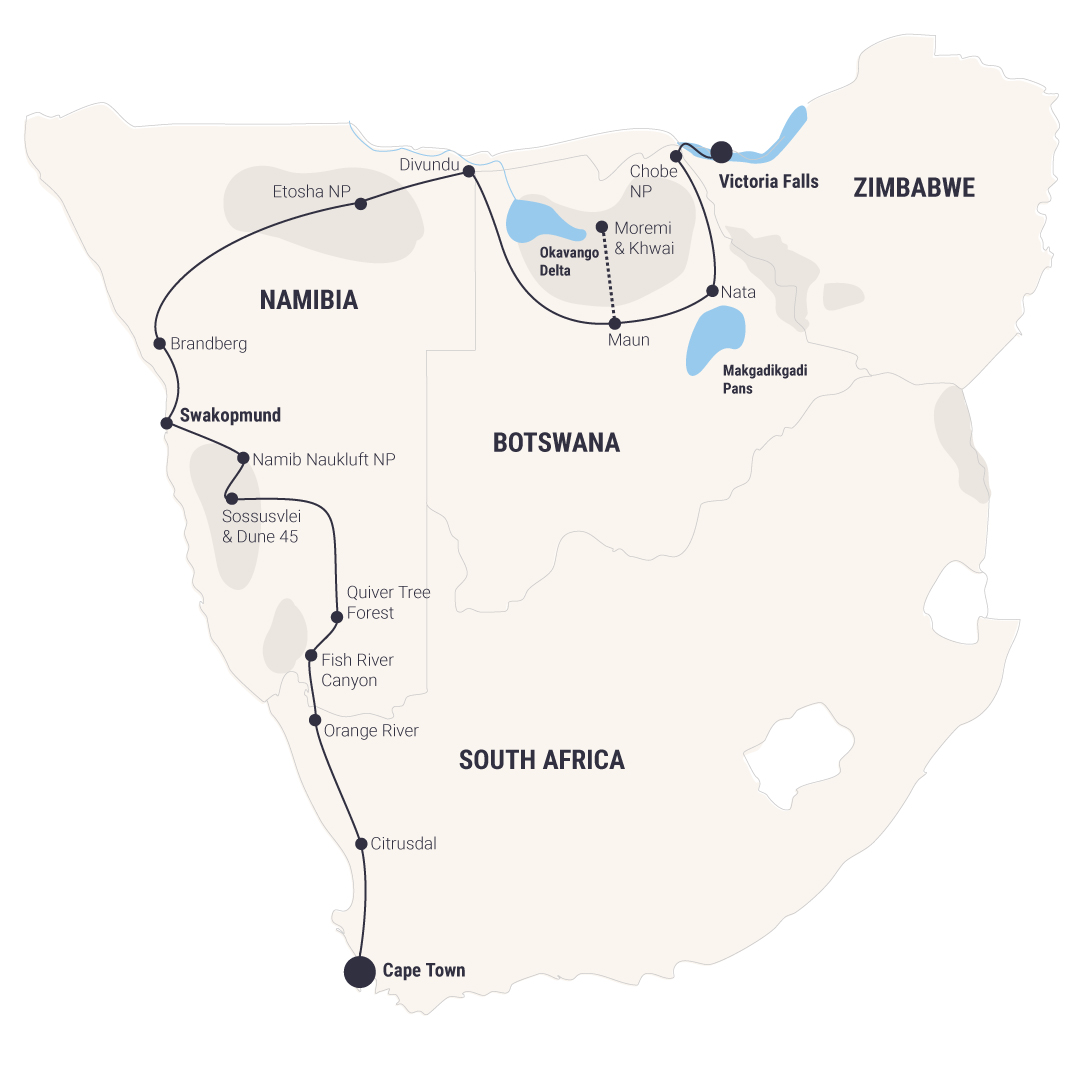 Victoria Falls To Cape Town South - 2026